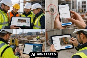 Aktionspunkte auf der Baustelle digital erfassen und sicher nachverfolgen - Bild: KI-generiert / BAU.DE Aktionspunkte auf der Baustelle digital erfassen und sicher nachverfolgen - Bild: KI-generiert / BAU.DE